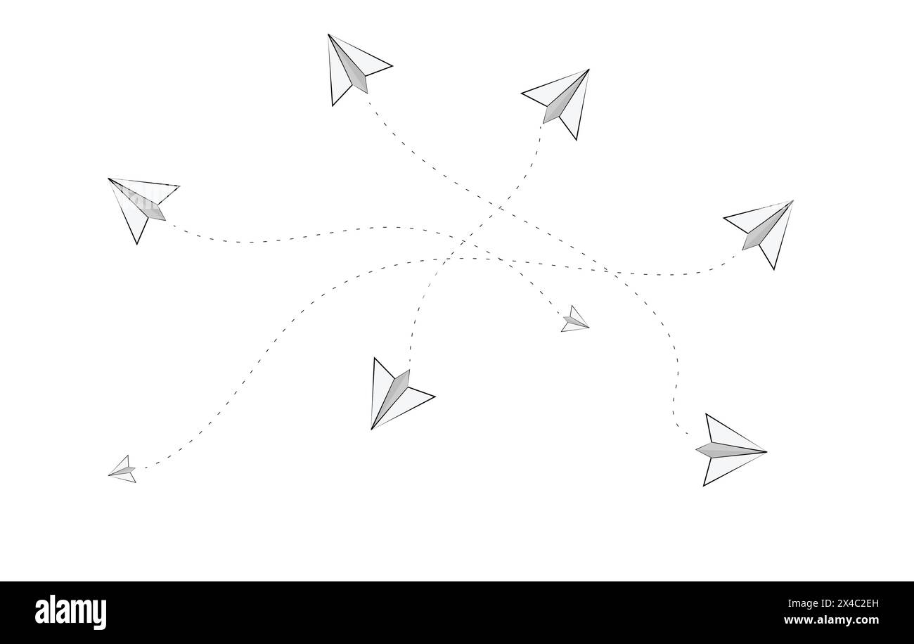 ICONS PAPER PLANES FLYING IN VARIOUS DIRECTIONS AIR TRAFFIC Stock ...