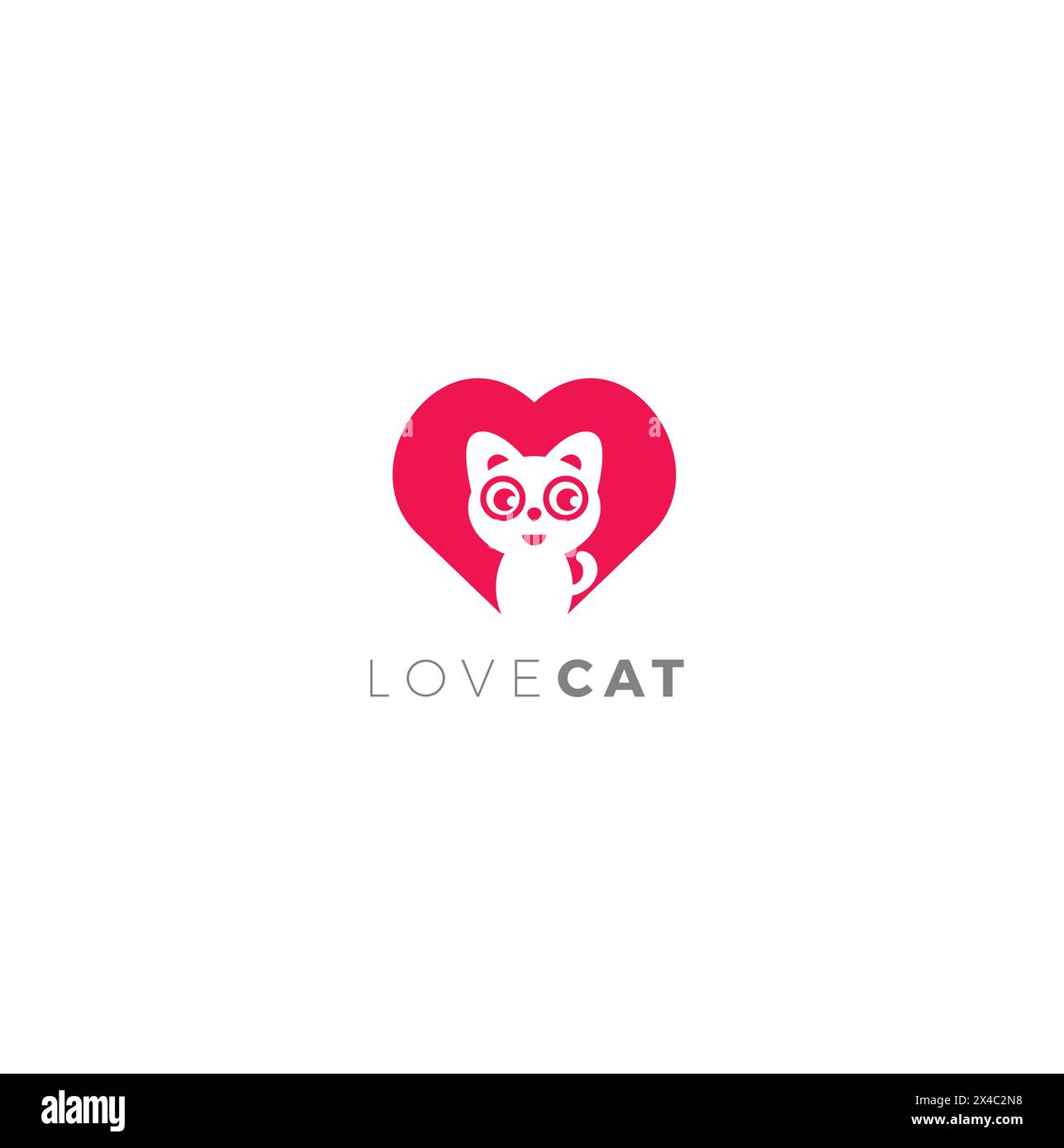 Love Cat Logo Simple Design. petshop logo Stock Vector