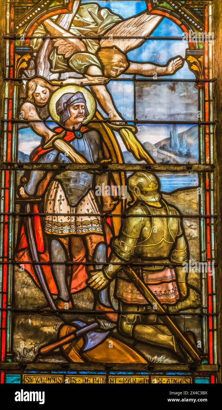 Stained glass, King Charles the Martyr, St Leonard's Church