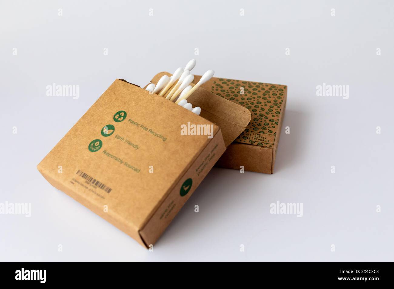 Eco friendly bamboo cotton buds Stock Photo