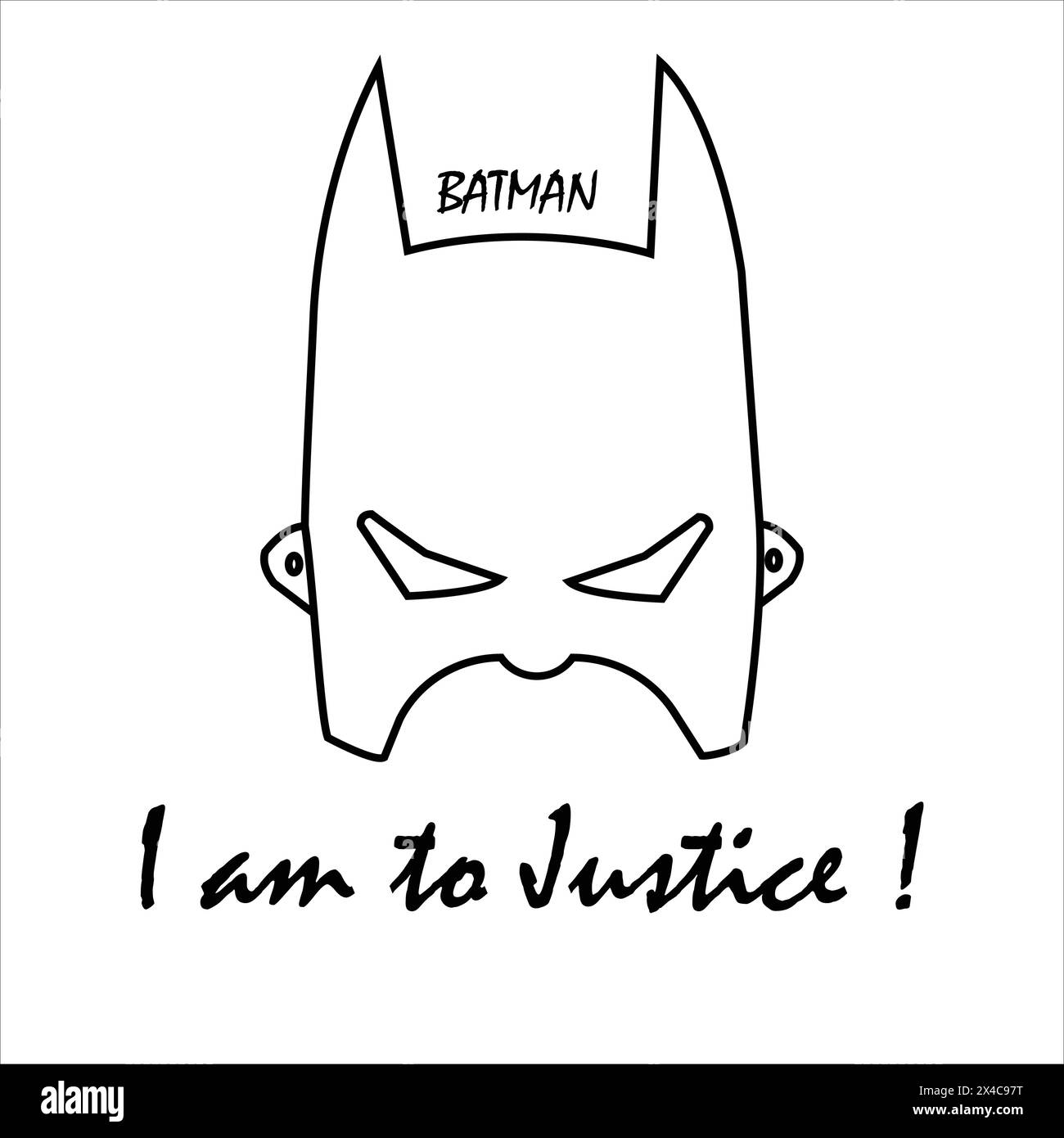 Batman Art Vector Illsutration Image, Batman head logo icon, t shirt sticker design, famous cartoon, super hero Stock Vector