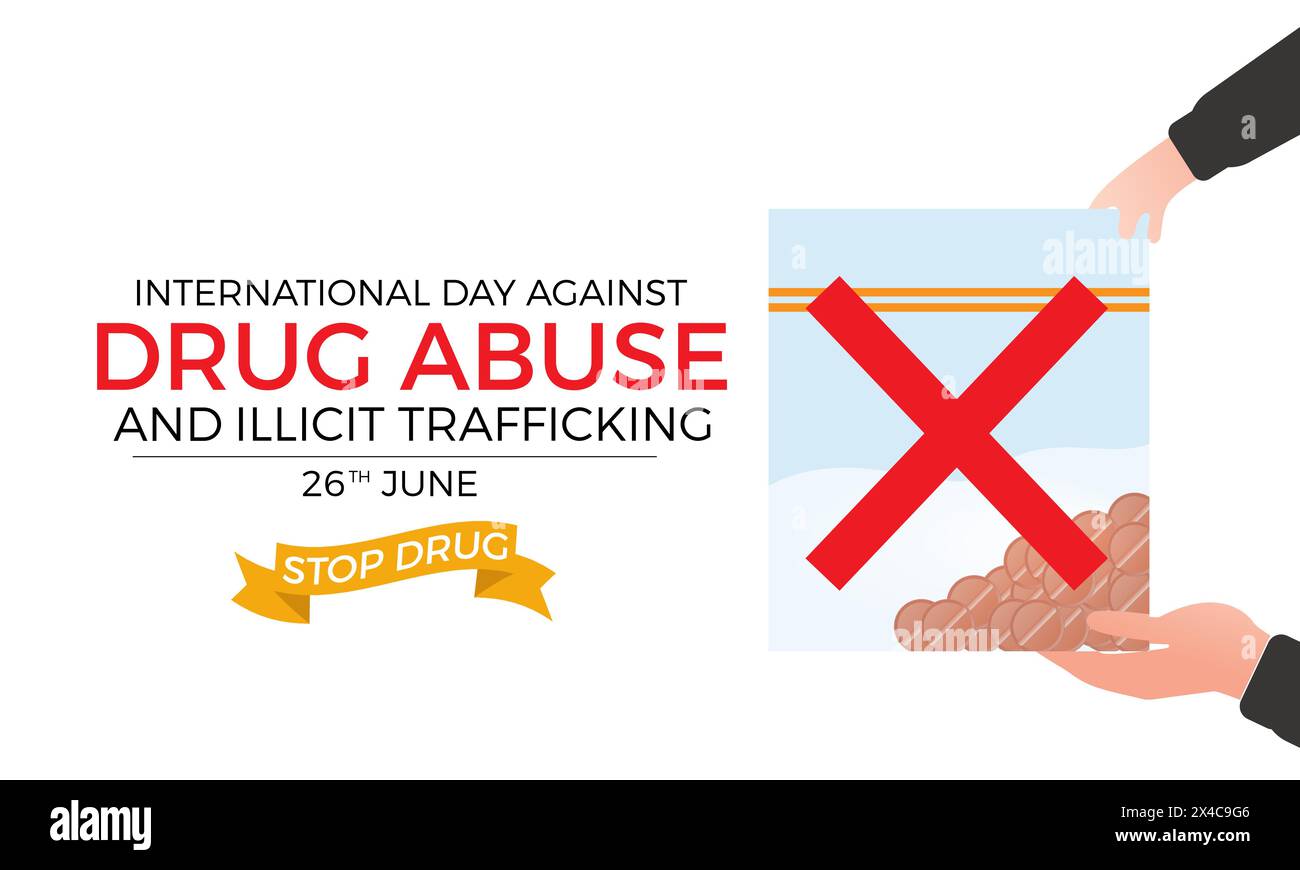 international day against drug abuse good life awareness vector illustration. Dangerous addiction prevention vector template for banner, card, backgro Stock Vector