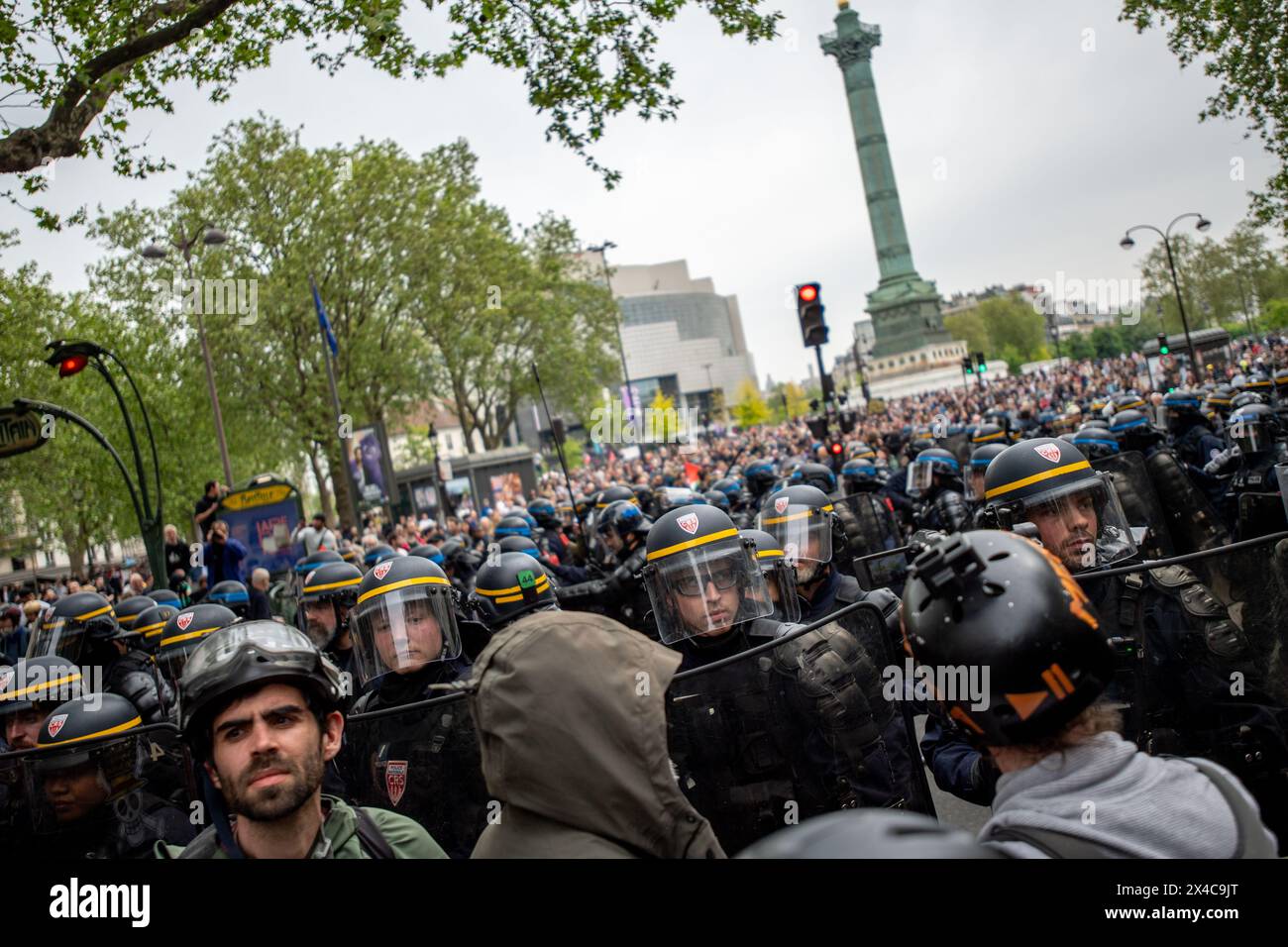 May 1st 2024, Paris, France. Riot police split the May Day protest