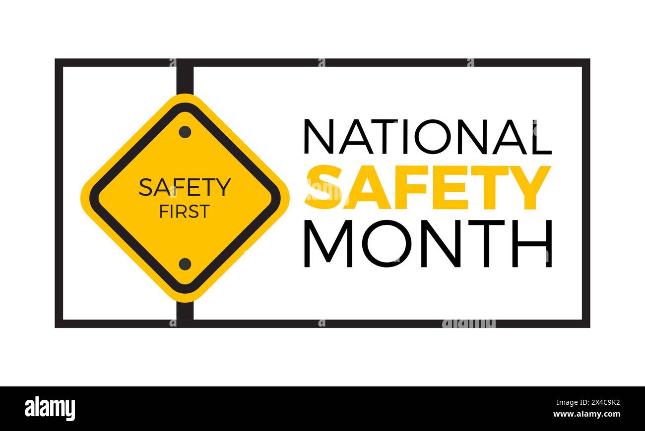 National Safety Month emergency awareness vector illustration. Accident