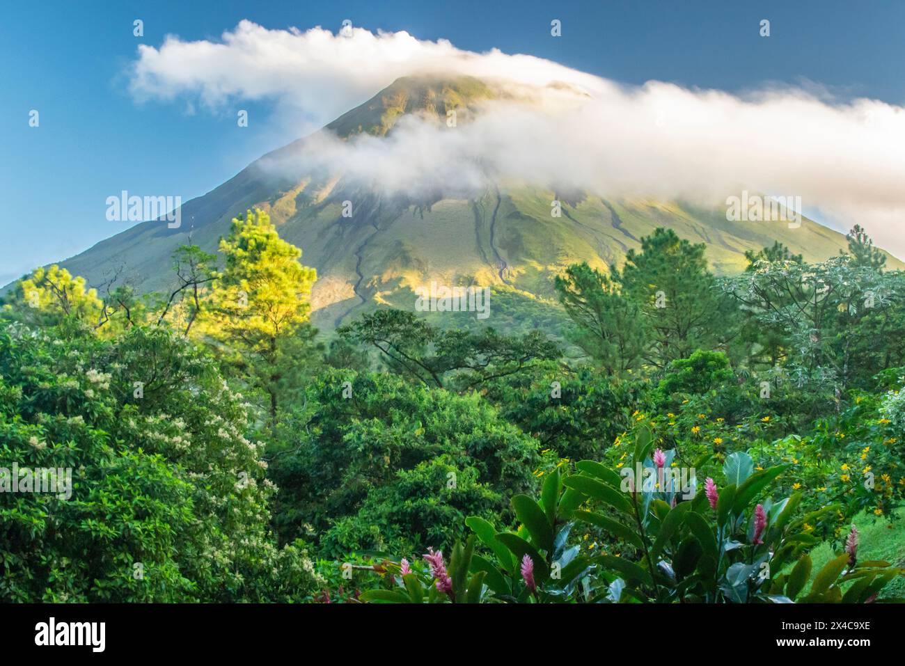 Costa Rica, Arenal Observatory. Clouds around Arenal volcano. Stock Photo