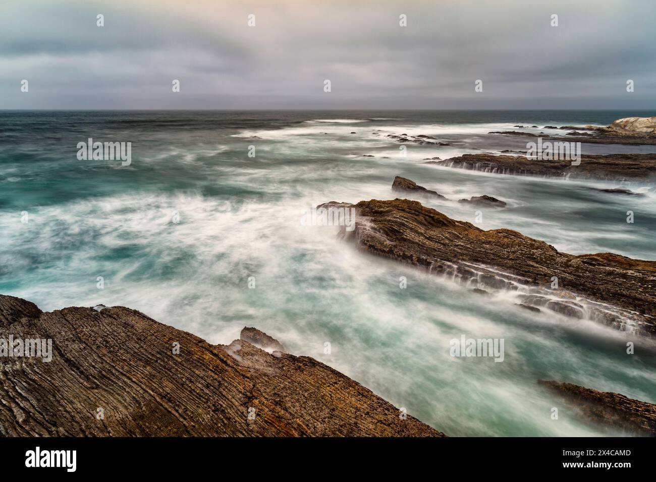 USA, California, Central Coast, Los Osos. Ethereal water at Montana de Oro State Park Stock Photo