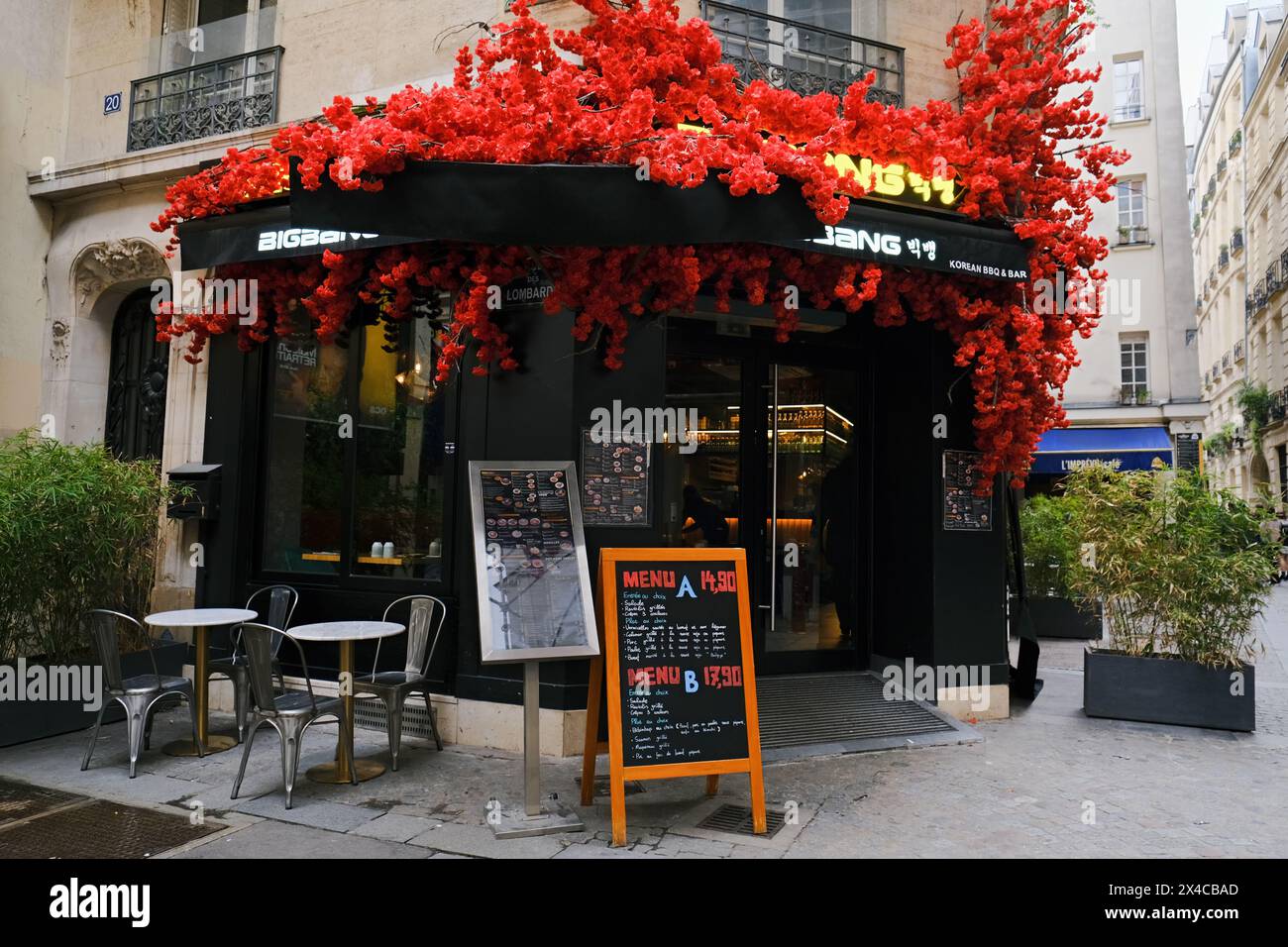 Paris, France - March 11, 2024. Famous BigBang Marais Restaurant on Rue des Lombards in Paris, France. Stock Photo