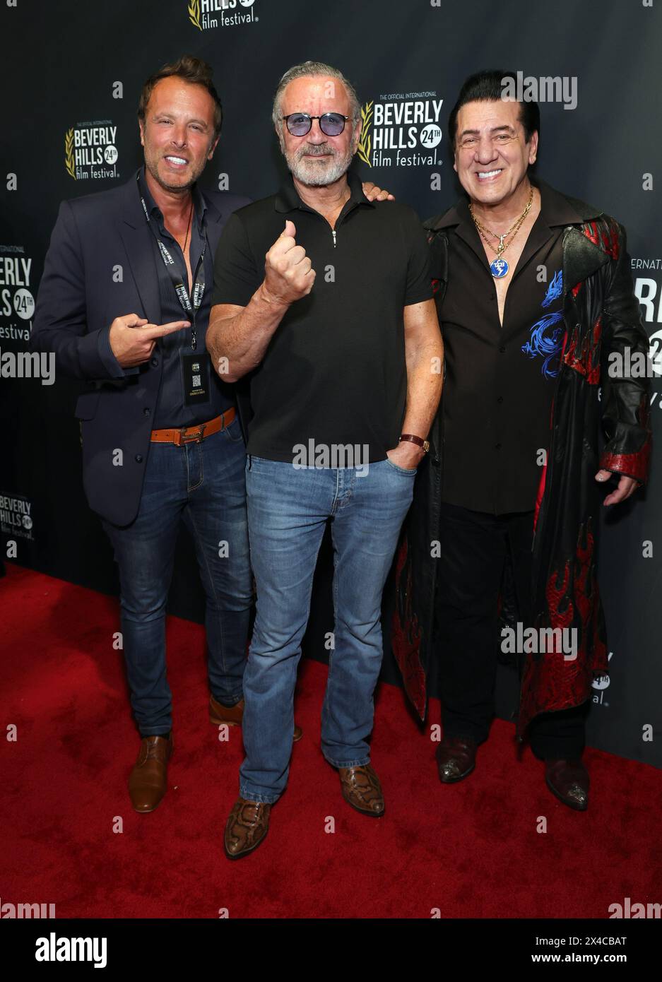 HOLLYWOOD, CA - May 1: Fabrice Sopoglian, Chuck Zito, Frank Stallone, at Opening Night Of 24th Annual Beverly Hills Film Festival at TCL Chinese 6 Theatres in Hollywood, California, on May 1, 2024. Credit : Faye Sadou/MediaPunch Stock Photo