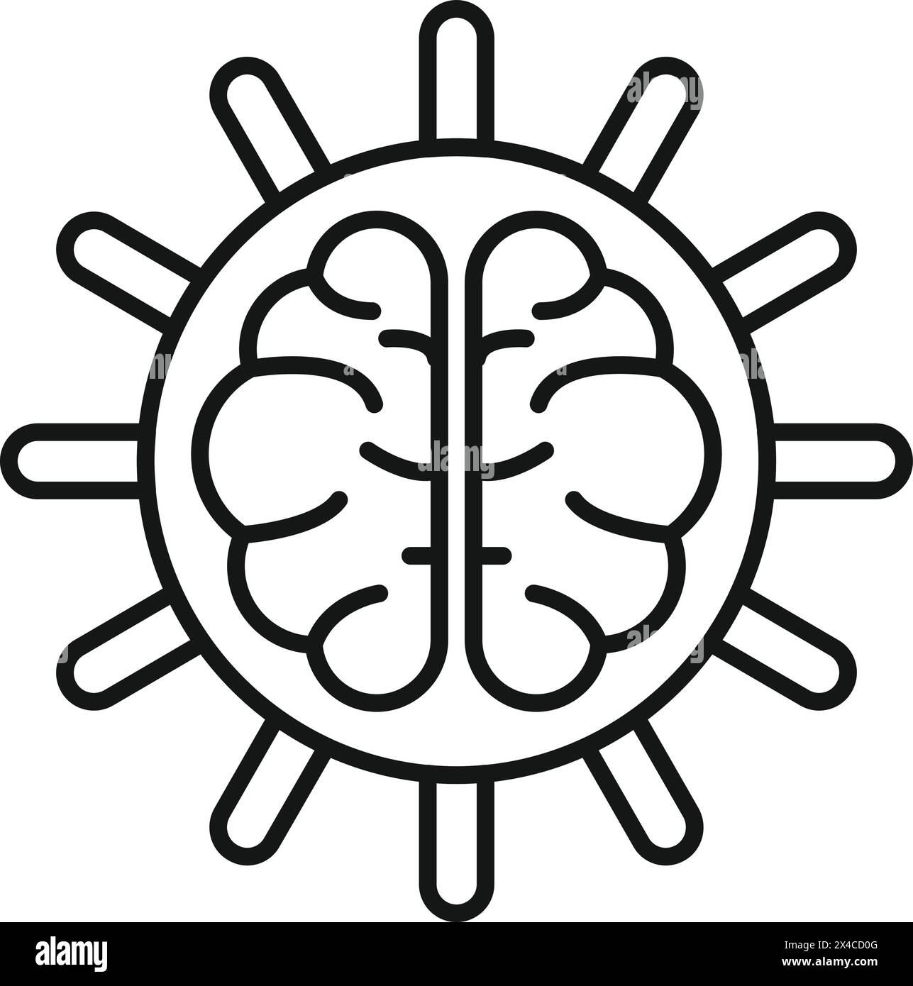 Blessed brain icon outline vector. Spiritual practice. Health mood sense Stock Vector