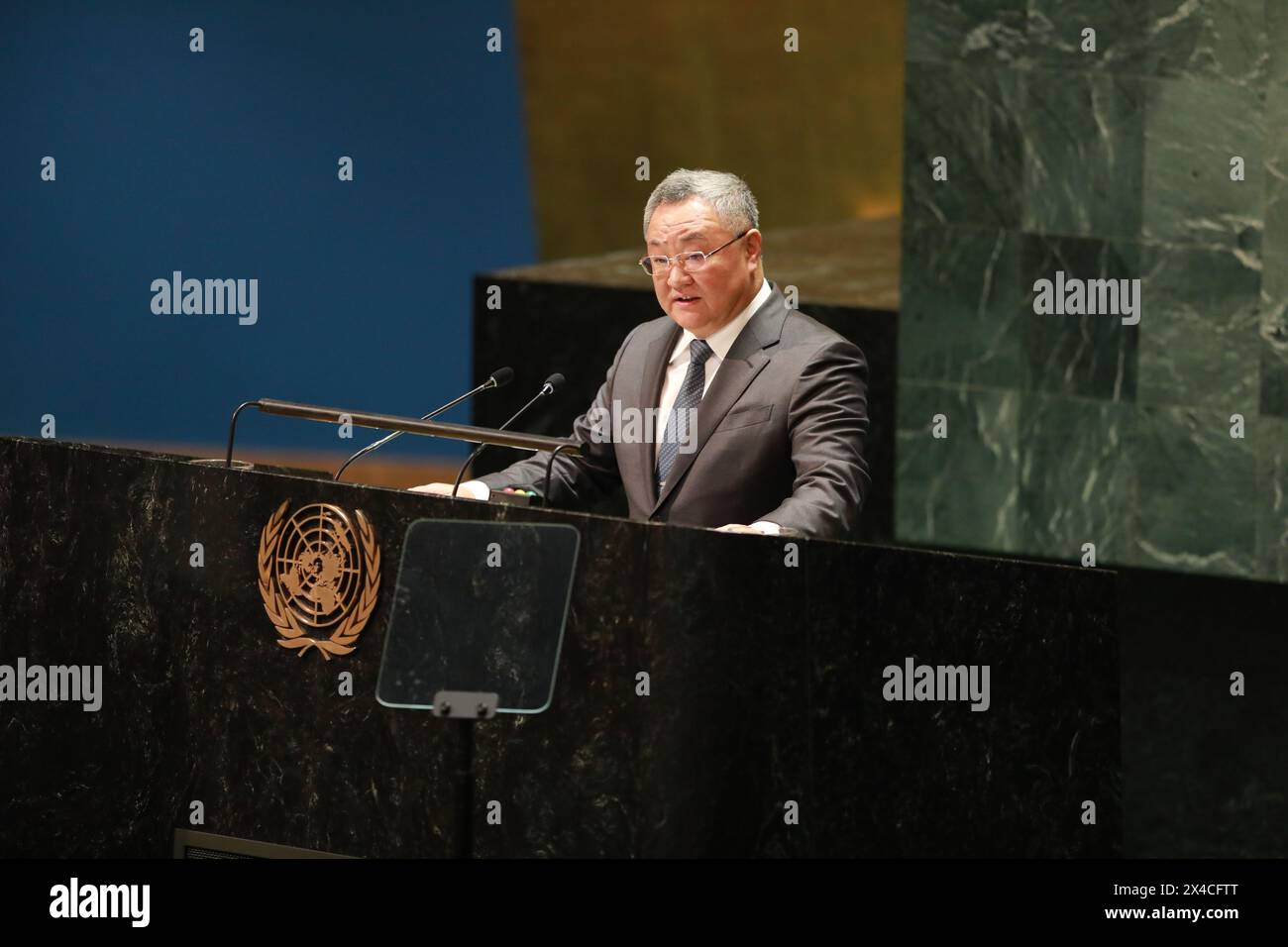 Un Palestinian Representative United Nations, UN General Assembly meeting on the U.S. veto to block ...