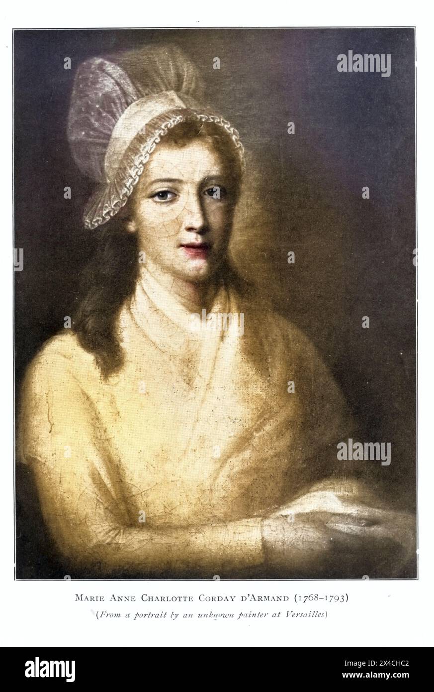 Marie Anne Charlotte Corday d'Armand (1768-1793) colourized from ' The French revolution from the age of Louis 14 to the coming of Napoleon ' by Wheeler, Harold Felix Baker,  published 1913 Stock Photo