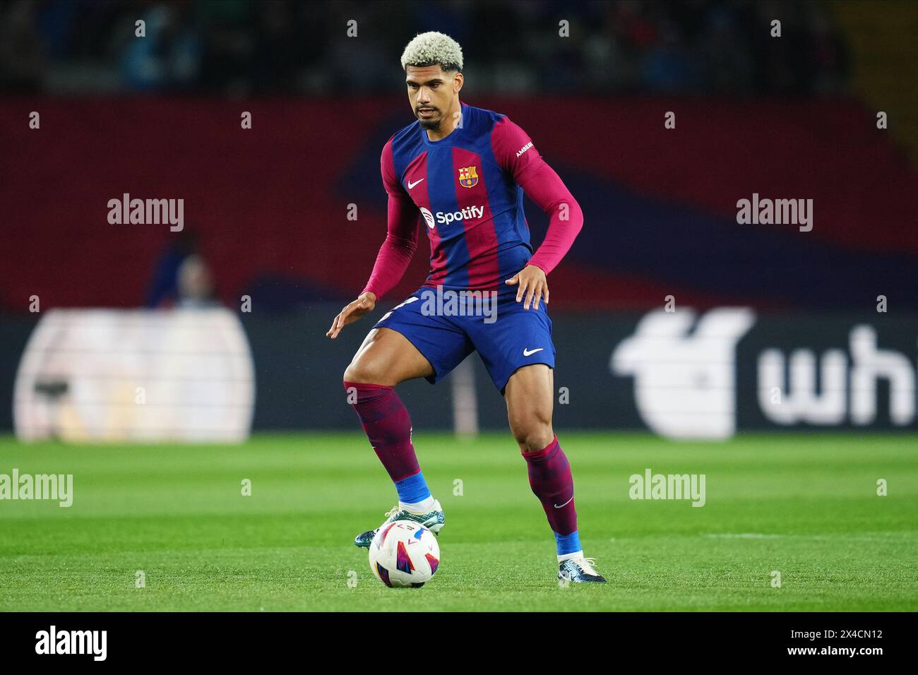 Barcelona, Spain. 29th Apr, 2024. Ronald Araujo of FC Barcelona during the La Liga EA Sports match between FC Barcelona and Valencia CF and played at Lluis Companys Stadium on April 29, 2024 in Barcelona, Spain. (Photo by Bagu Blanco/ PRESSINPHOTO) Credit: PRESSINPHOTO SPORTS AGENCY/Alamy Live News Stock Photo