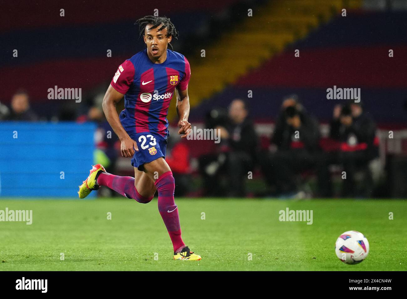 Barcelona, Spain. 29th Apr, 2024. Jules Kounde of FC Barcelona during the La Liga EA Sports match between FC Barcelona and Valencia CF and played at Lluis Companys Stadium on April 29, 2024 in Barcelona, Spain. (Photo by Bagu Blanco/ PRESSINPHOTO) Credit: PRESSINPHOTO SPORTS AGENCY/Alamy Live News Stock Photo