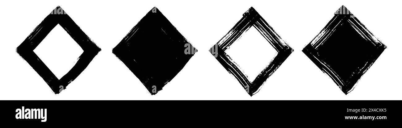 Brush strokes vector. Set of rhombus text boxes and frames. Grunge ...