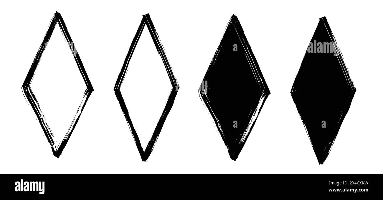 Brush strokes vector. Set of rhombus text boxes and frames. Grunge ...