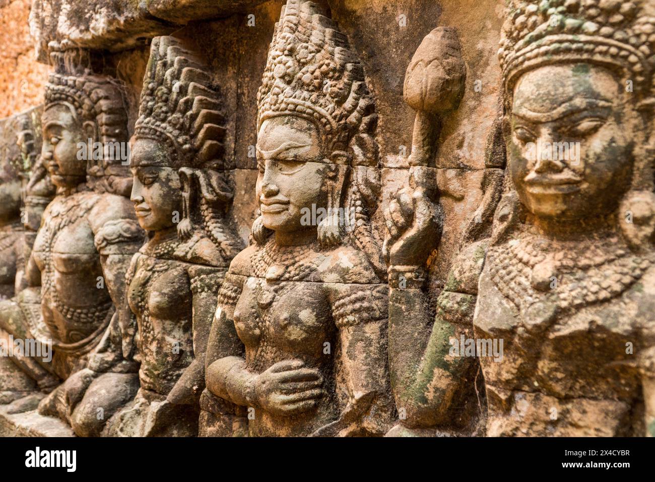 Asperas at the Terrace of the Leper King, Angkor, Cambodia Stock Photo