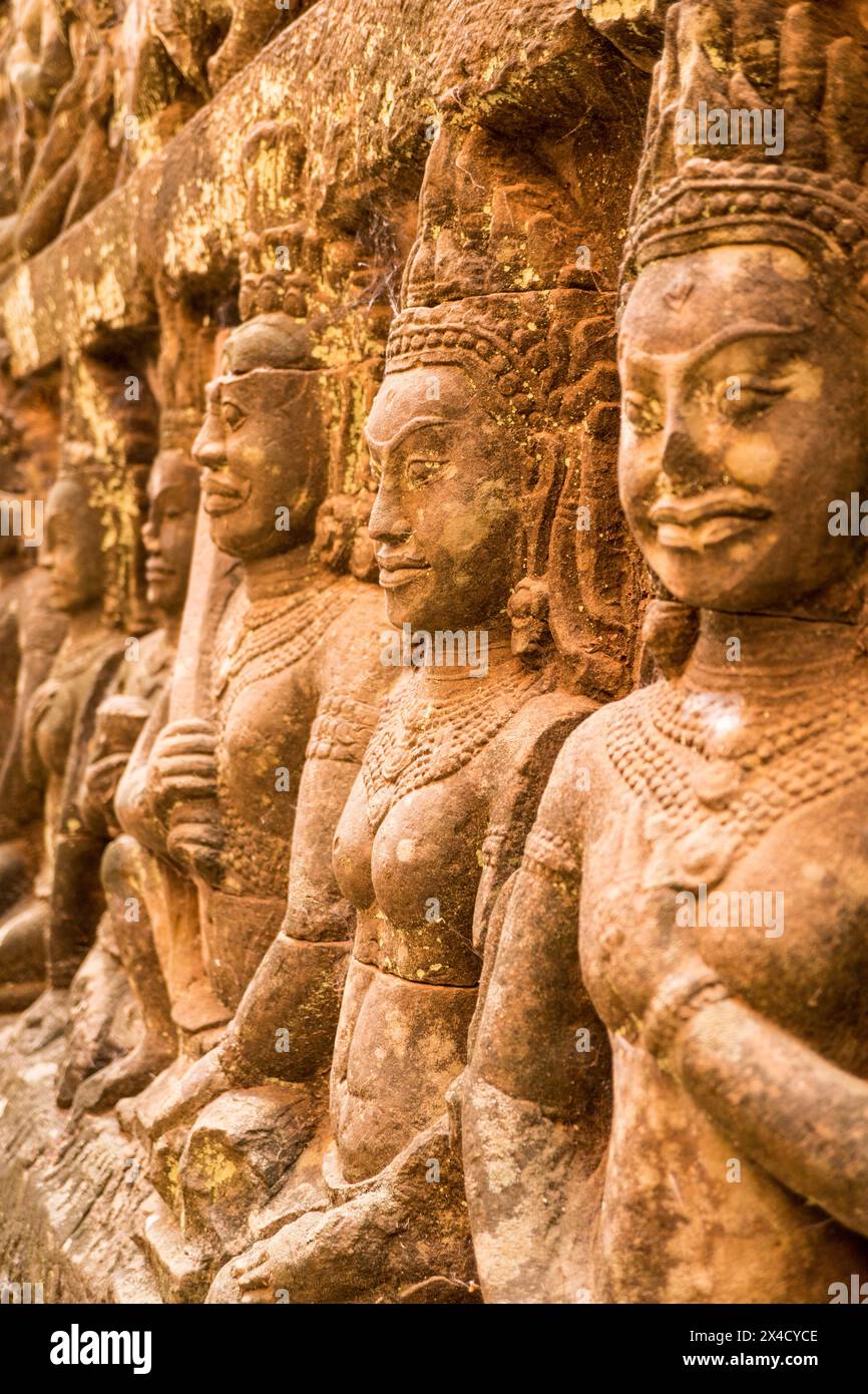 Asperas at the Terrace of the Leper King, Angkor, Cambodia Stock Photo