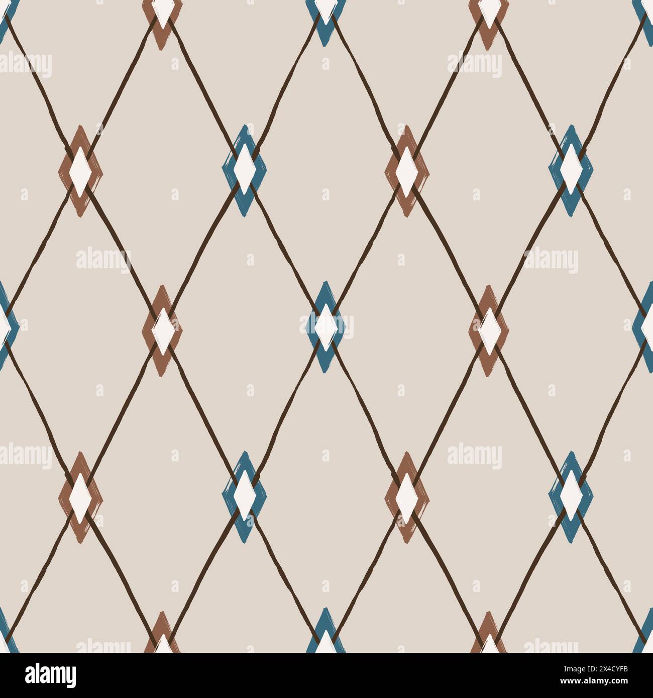 Argyle pattern from brush strokes. Vector diamond background. Seamless ...