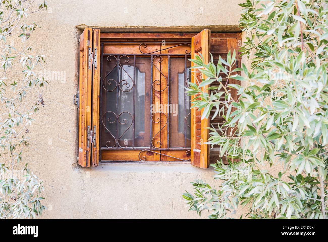 Faiyum, Egypt. Barred window with wooden shutters Stock Photo Alamy