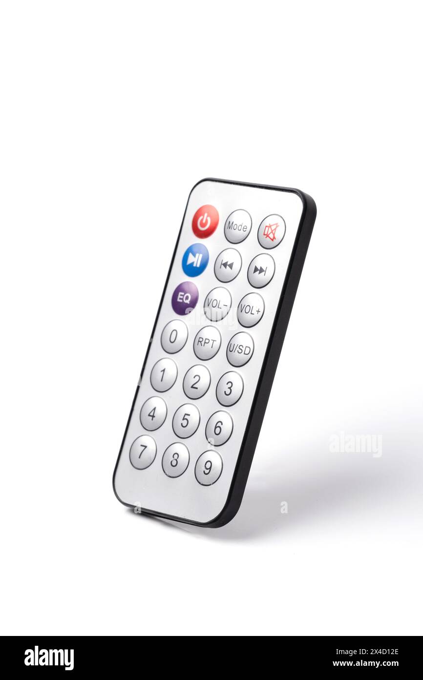 Remote control is highlighted on a white background Stock Photo