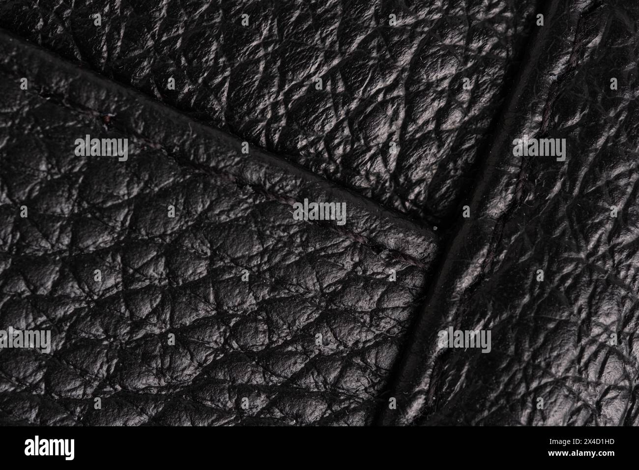 Black leather texture closeup. Abstract background and texture for design Stock Photo