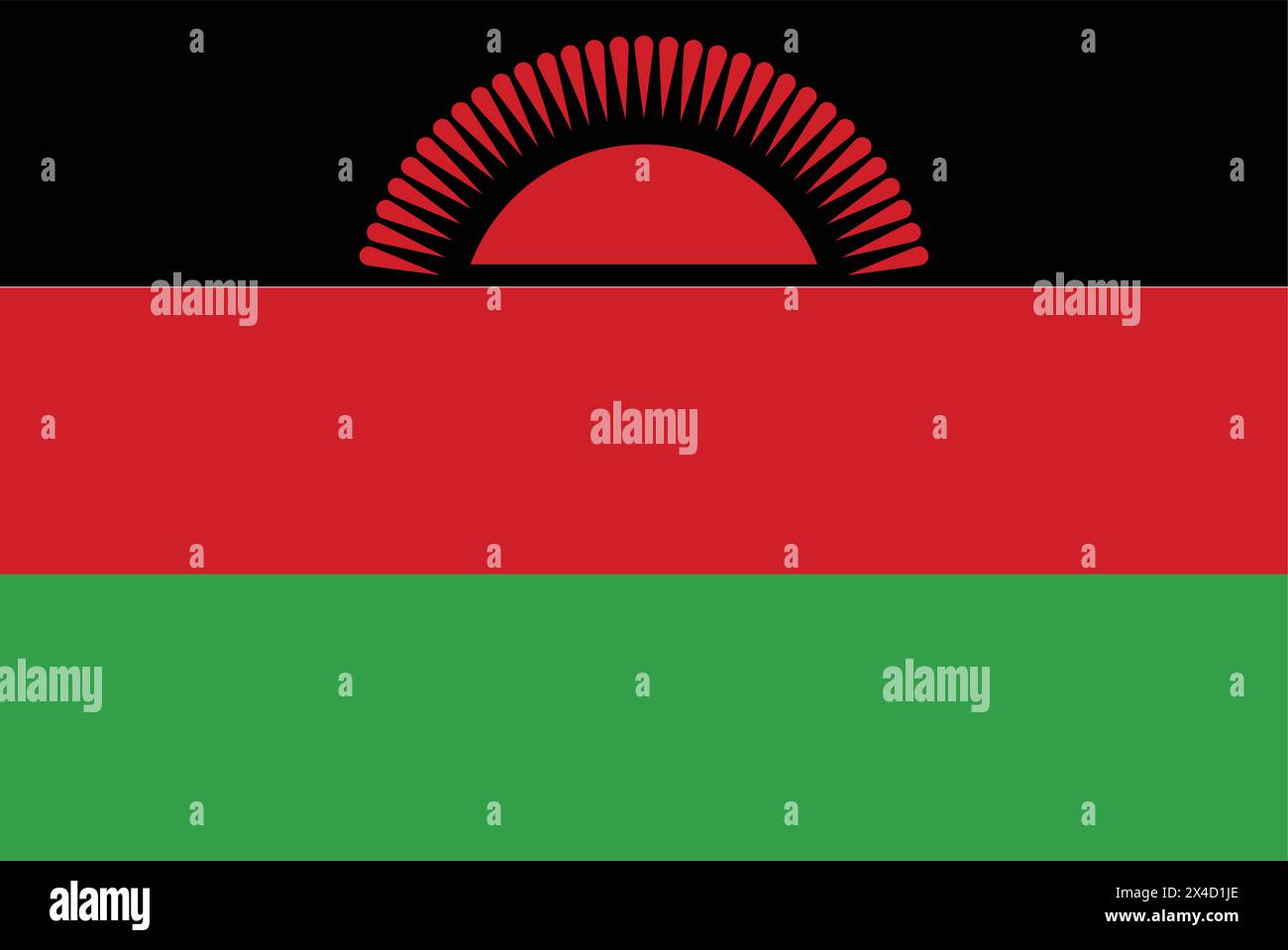 National Flag of Malawi, Malawi sign, Malawi Flag Stock Vector