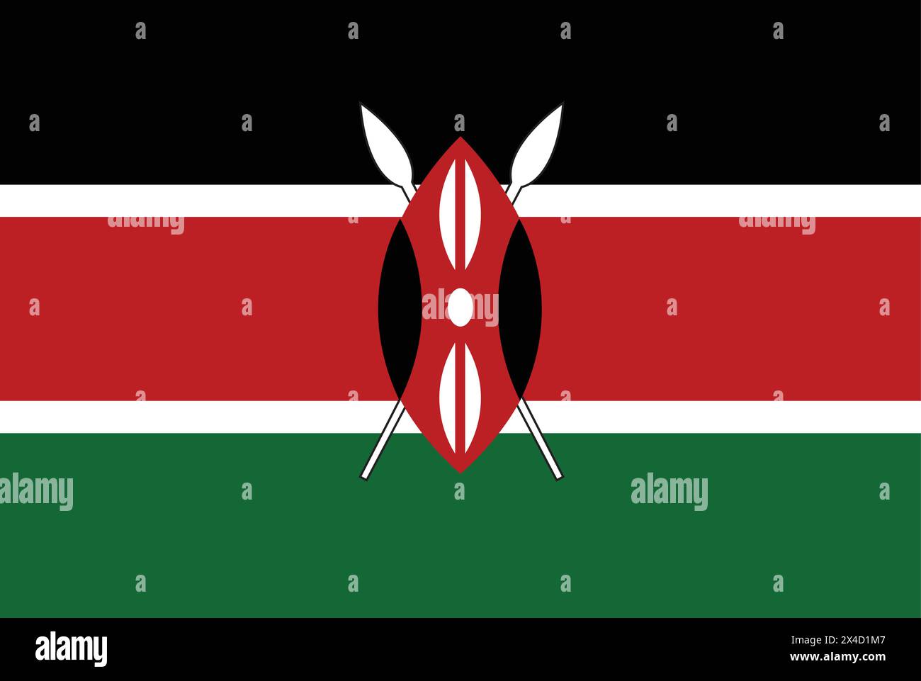 National Flag of Kenya, Kenya sign, Kenya Flag Stock Vector