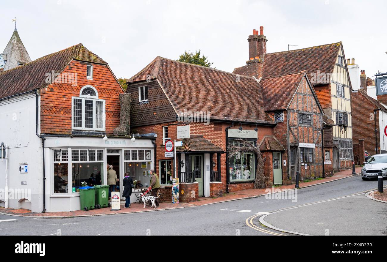 Ditchling Village Sussex UK - The Green Welly cafe in the High Street Stock Photo