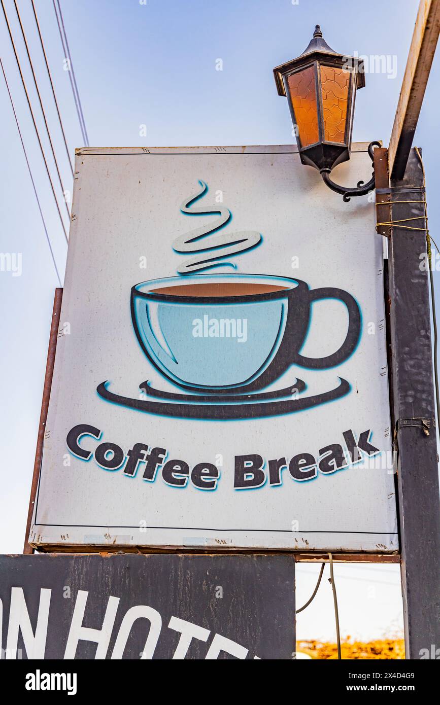 Thebes, Luxor, Egypt. Sign for a coffee shop. (Editorial Use Only) Stock Photo