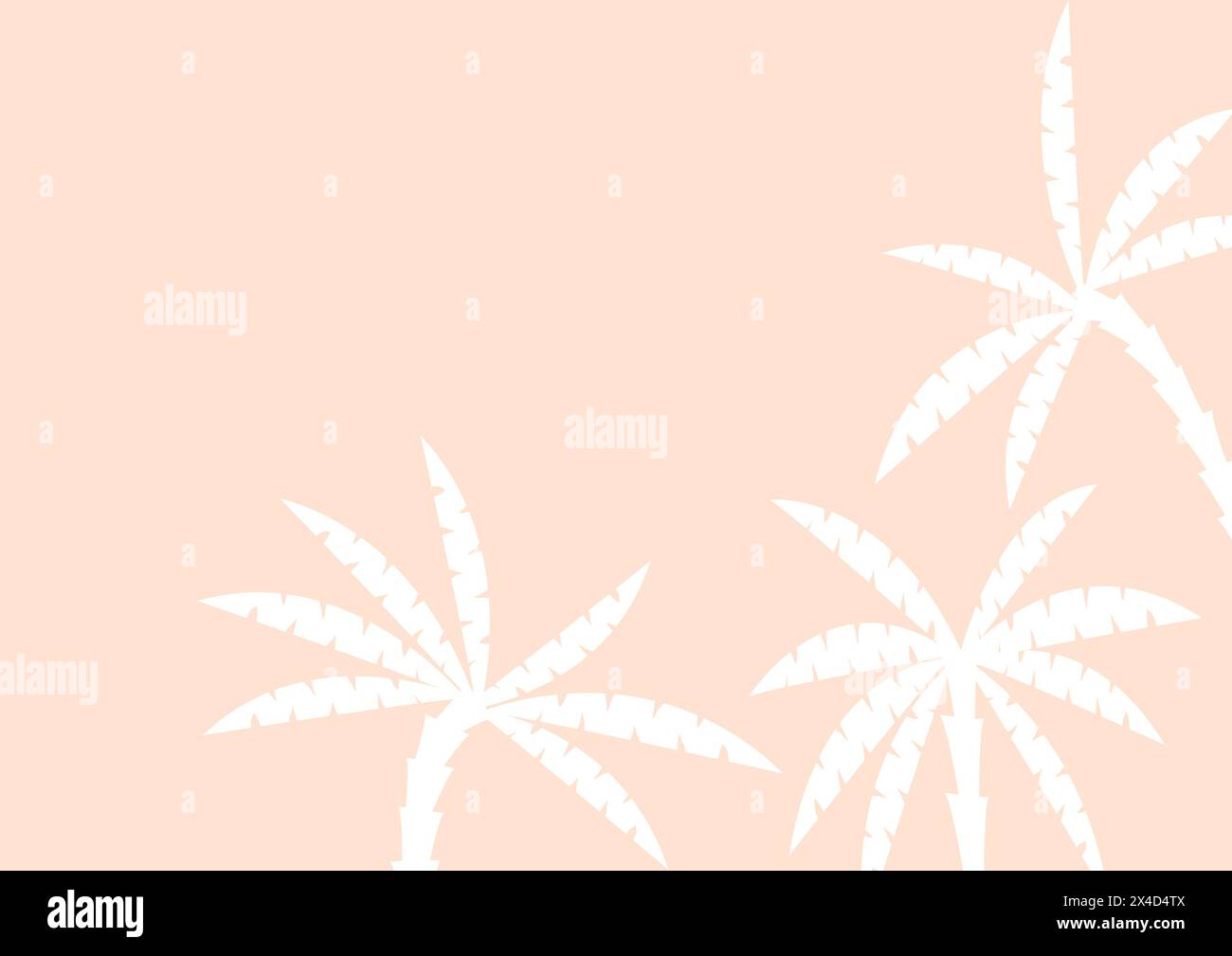 Illustrative background, With peach colors and palm trees. Stock Photo