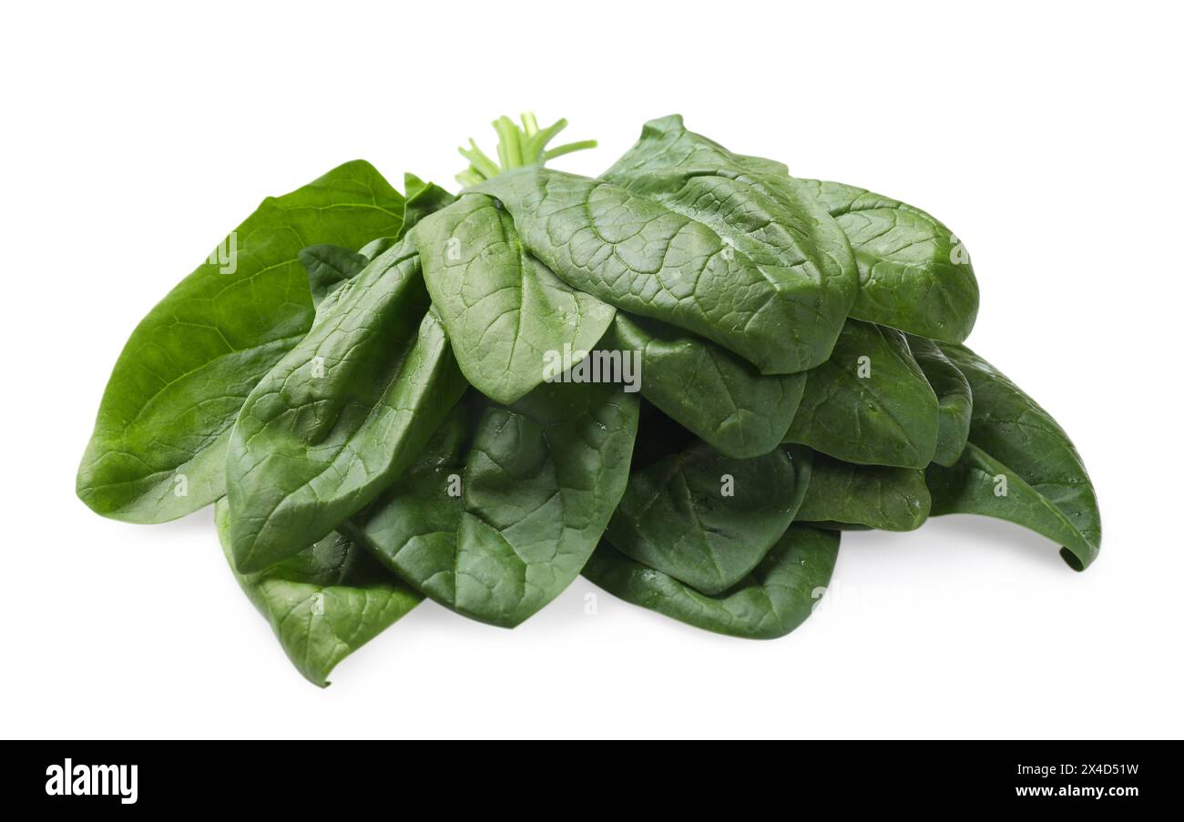 Bunch of fresh spinach leaves isolated on white Stock Photo - Alamy