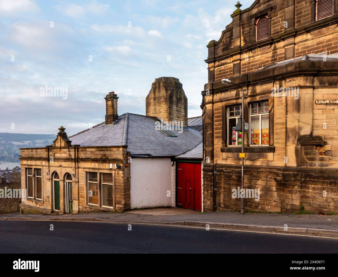 The former offices and depot of the Matlock Cable Tramway in Matlock Derbyshire England UK which operated between 1893 and 1927. Stock Photo