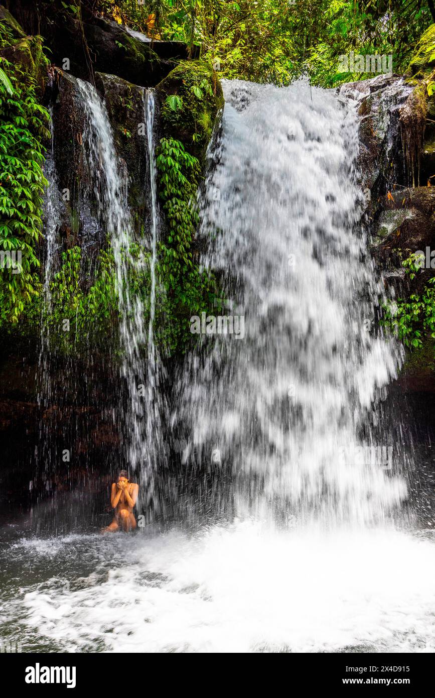 Yeh Hoo Waterfall, Ubud, Bali, Indonesia. (Editorial Use Only) Stock Photo