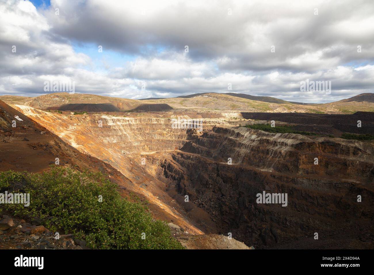 Large quarry for copper and nickel mining. Russia, Murmansk region. Top view Stock Photo