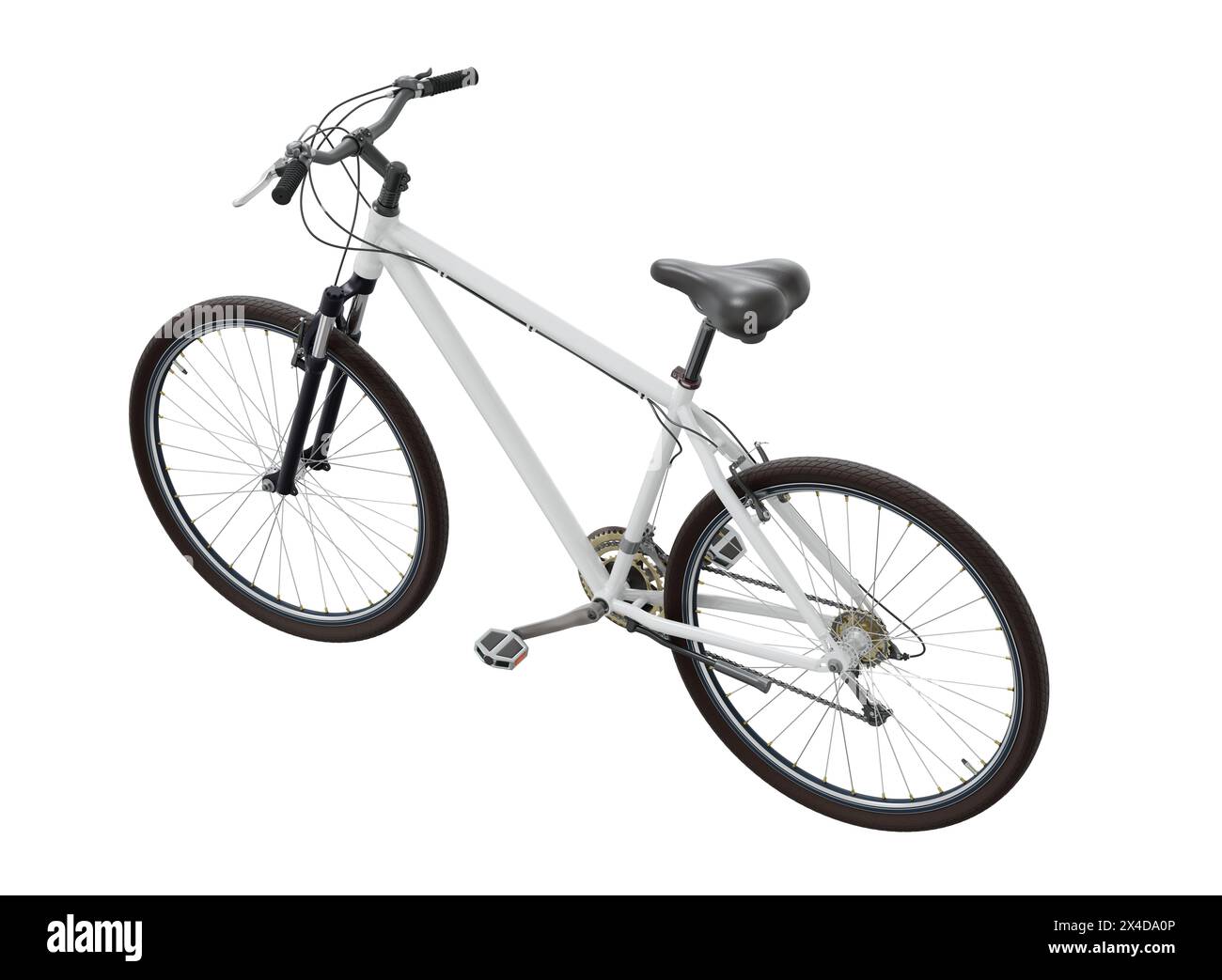 White bicycle, side top view isolated on white background, 3D ...