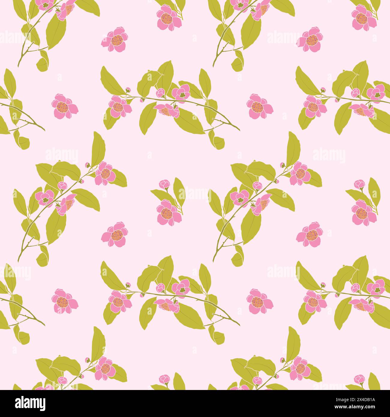 Flowers and leaves vector seamless pattern Stock Vector