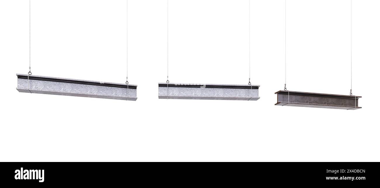 3 metal beams isolated on a white background 3d render Stock Photo - Alamy