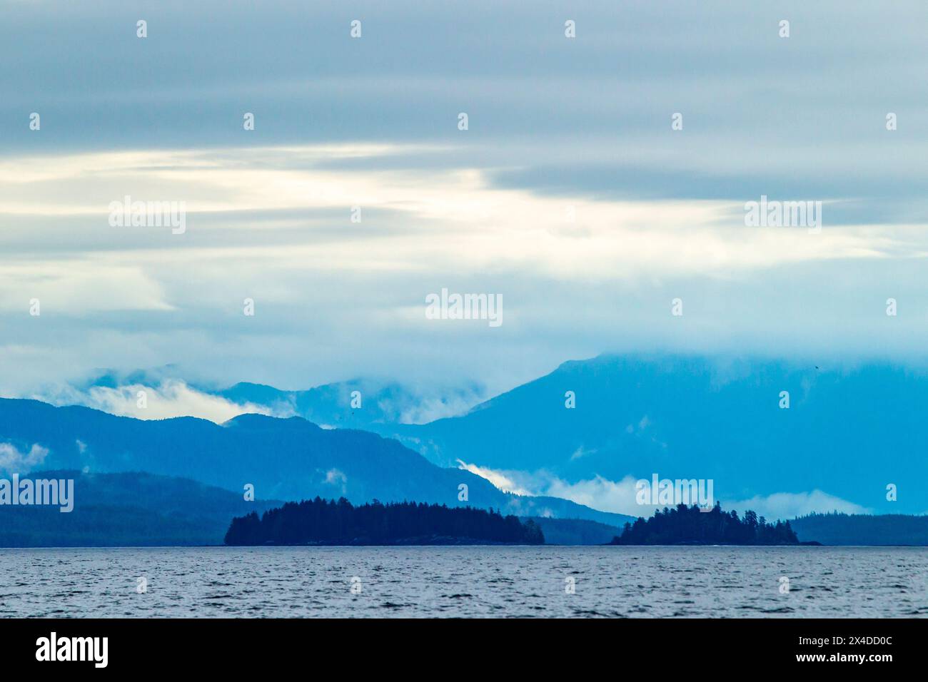 Canada, British Columbia, Inside Passage. Mountain and ocean landscape. Stock Photo