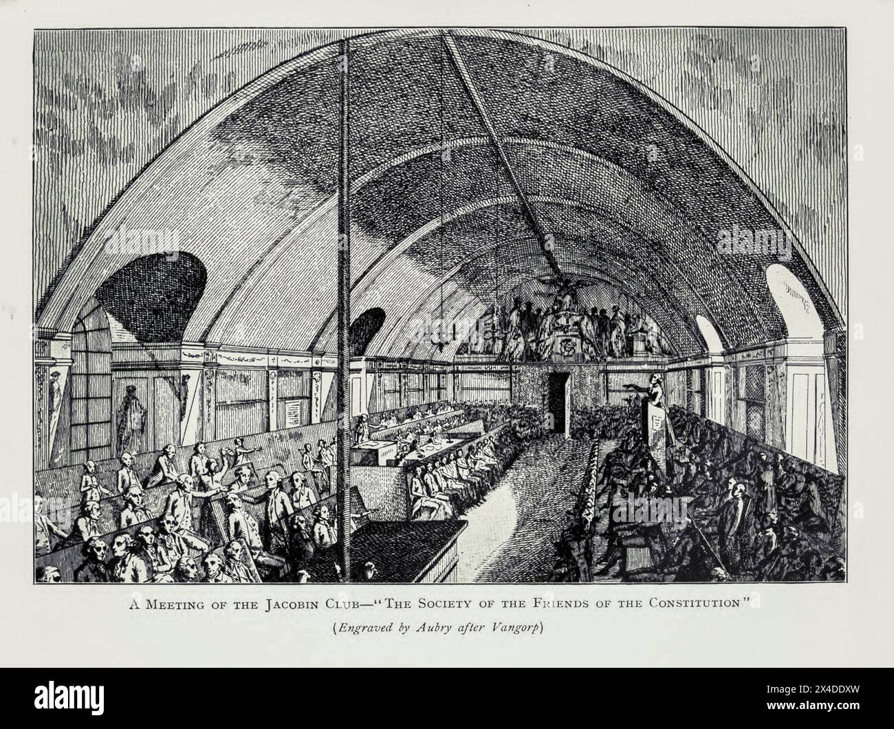 A Meeting op the Jacobin Club — 'The Society of the Friends of the Constitution' from ' The French revolution from the age of Louis 14 to the coming of Napoleon ' by Wheeler, Harold Felix Baker,  published 1913 Stock Photo