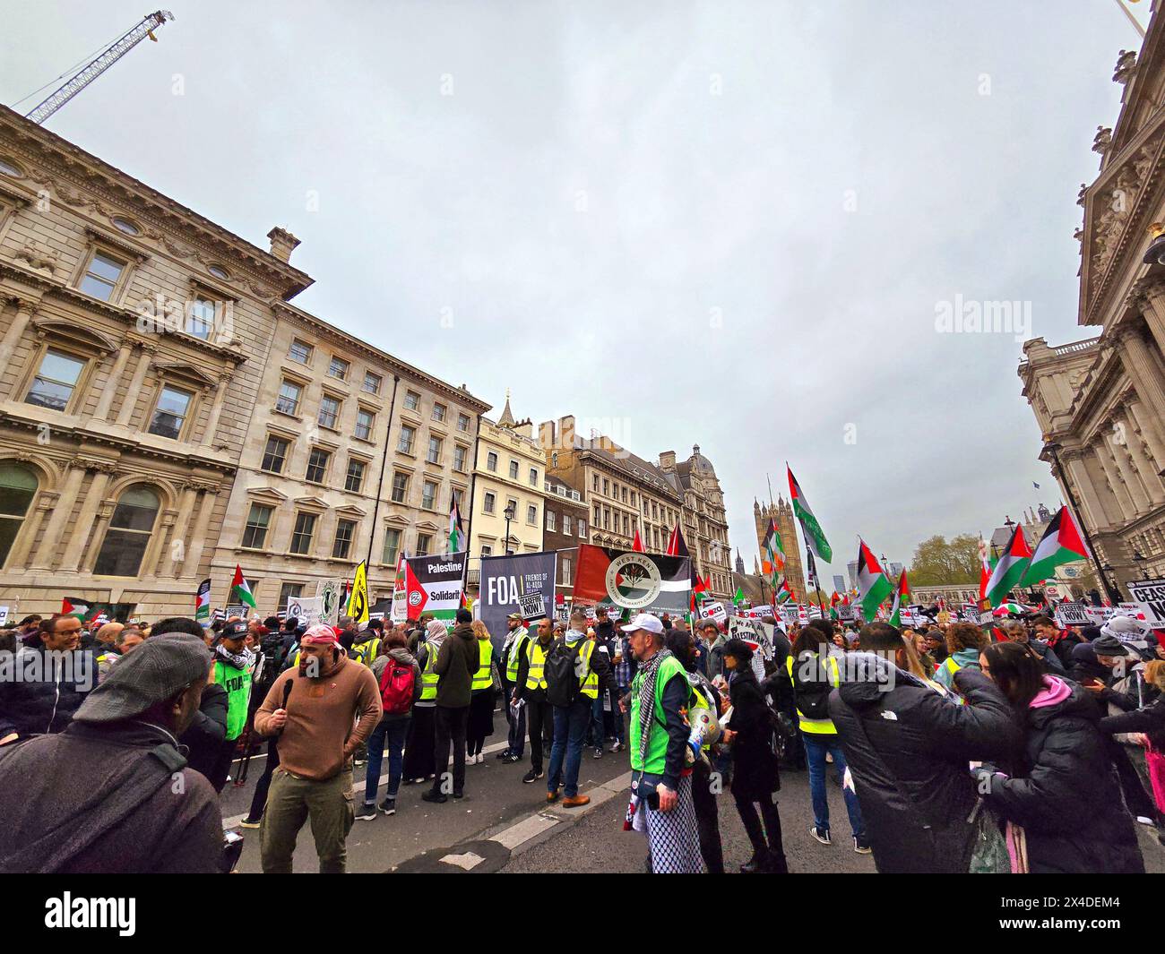 Thousands of Pro-Palestinians gathered for the Palestine Solidarity Campaign (PSC) demonstration in the capital to call for an immediate ceasefire in Gaza. London, United Kingdom. Stock Photo