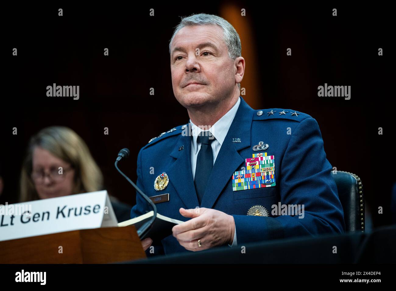 Washington, USA. 02nd May, 2024. Director of the Defense Intelligence Agency Air Force Lt. Gen. Jeffrey Kruse testifies during a Senate Armed Services Committee hearing on worldwide threats, at the U.S. Capitol, in Washington, DC, on Thursday, May 2, 2024. (Graeme Sloan/Sipa USA) Credit: Sipa USA/Alamy Live News Stock Photo