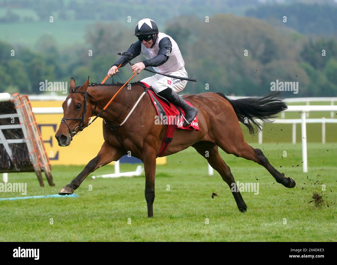 Teahupoo ridden by Jack Kennedy on their way to winning the Ladbrokes Champion Stayers Hurdle on day three of the Punchestown Festival at Punchestown Racecourse, County Kildare. Picture date: Thursday May 2, 2024. Stock Photo