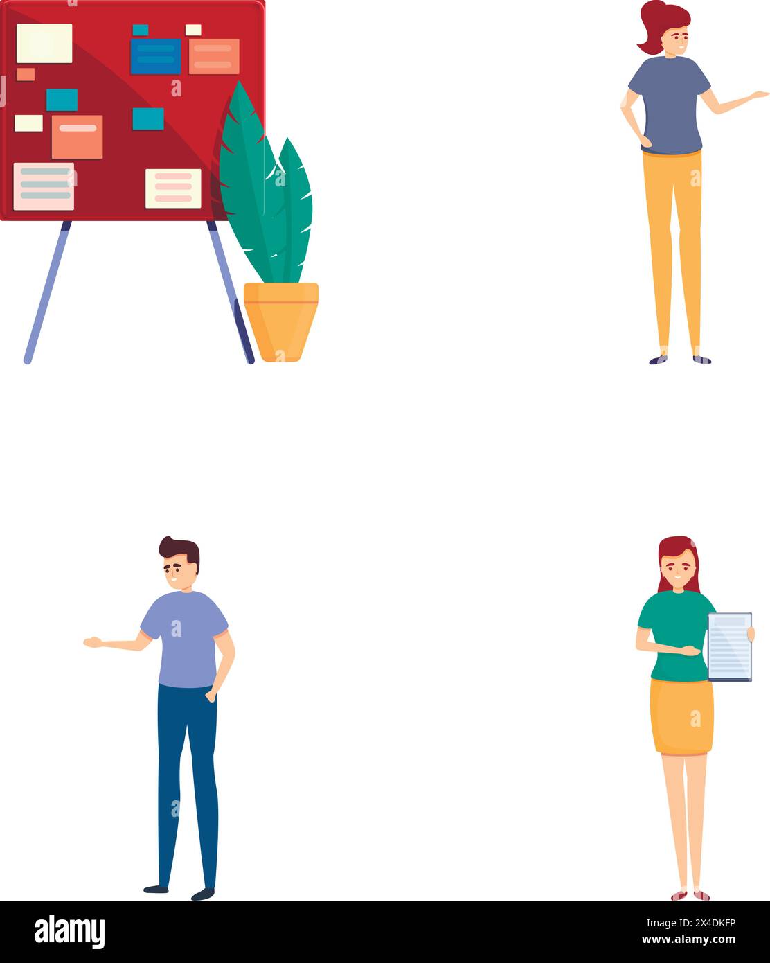 Effective management icons set cartoon vector people managing time