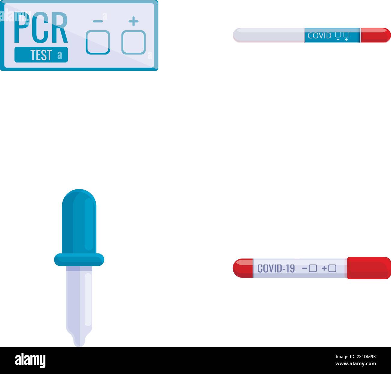 Pcr test icons set cartoon vector. Equipment for testing for ...