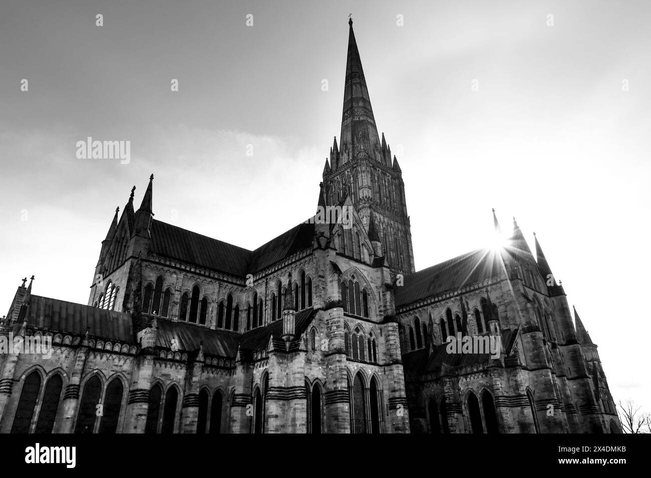 Beautiful Salisbury Cathedral on a clear day of Spring Stock Photo