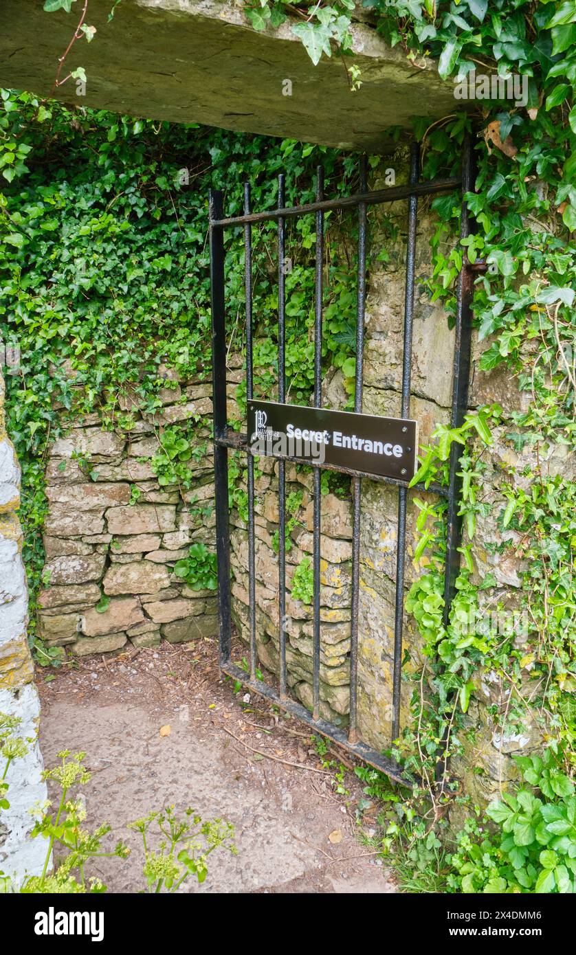 Secret Entrance to Manorbier Castle, Manorbier, Pembrokeshire, Wales Stock Photo