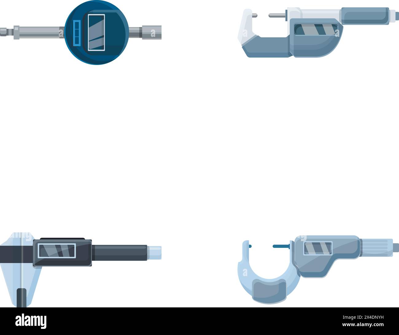 Classic micrometer icons set cartoon vector. Laboratory digital ...