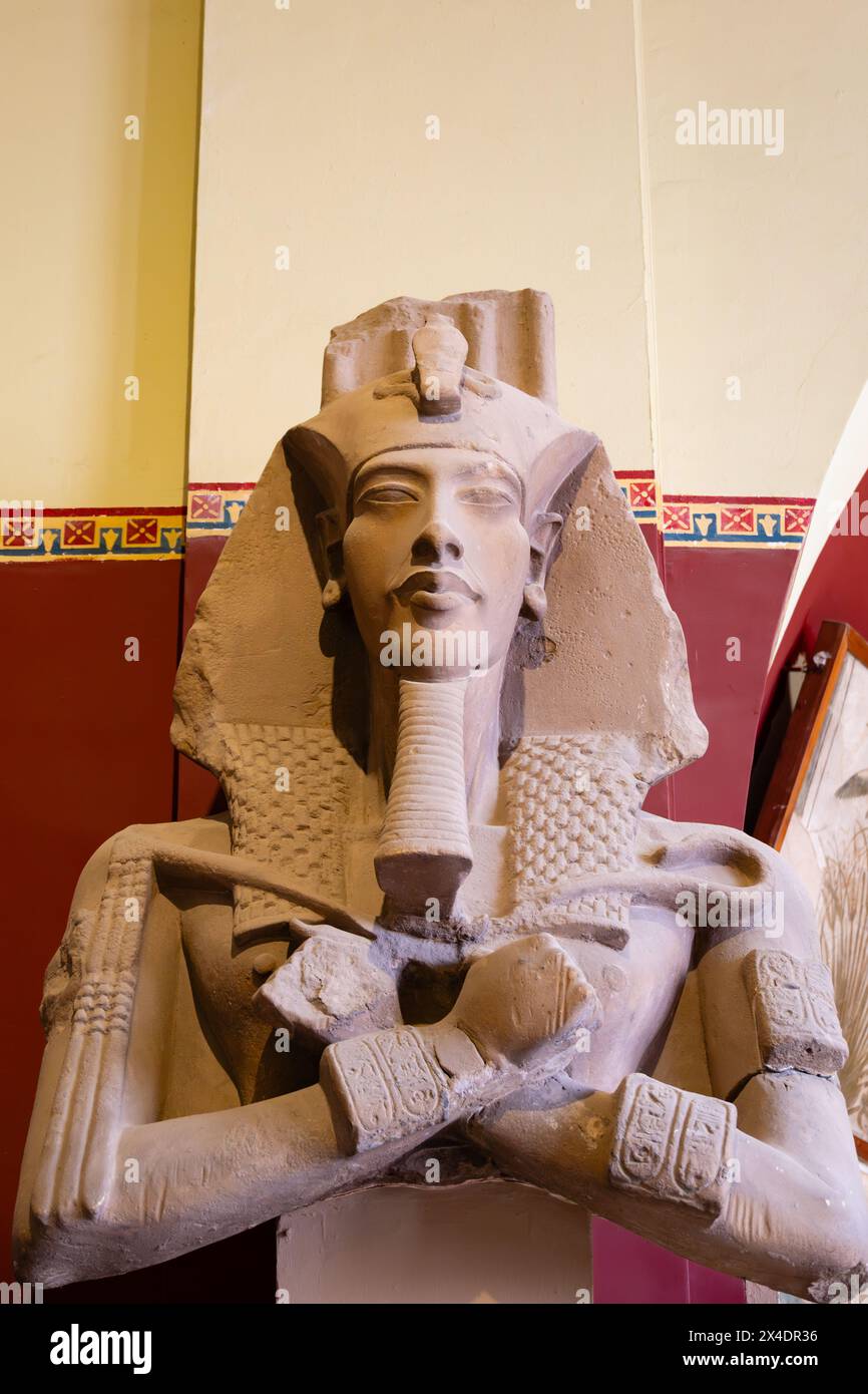Statue of Pharaoh king Akenaten, Museum of Antiquities, Cairo, Egypt Stock Photo