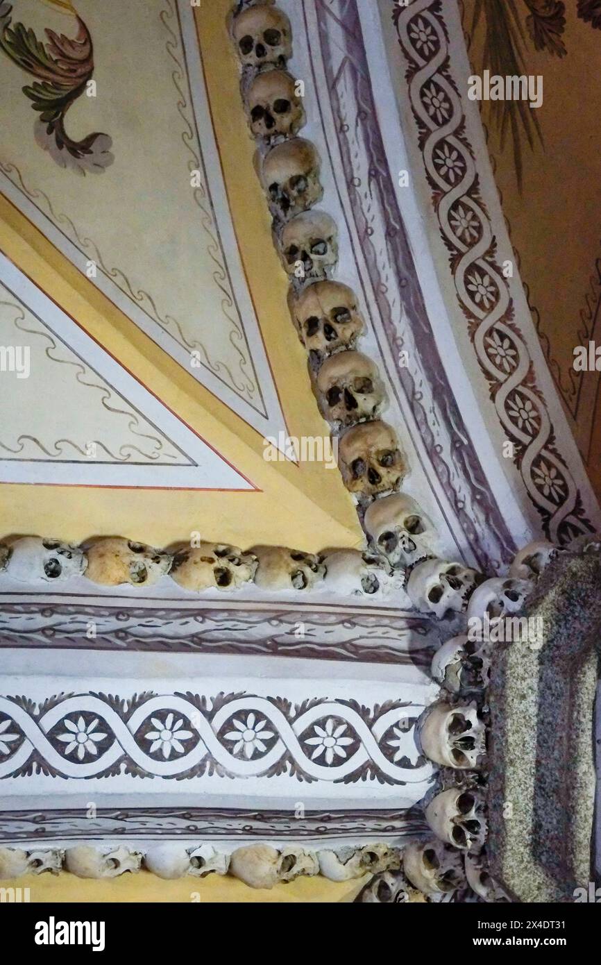 Evora, Portugal. Capela dos Ossos, Chapel of Bones. 17th Century gothic church. Interior is decorated with over 5000 bones. Stock Photo