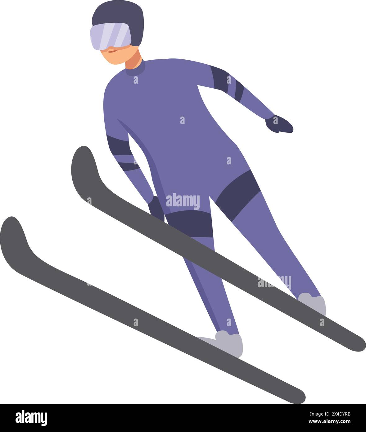 Young ski jumper icon cartoon vector. Active fly. Training ramp session ...